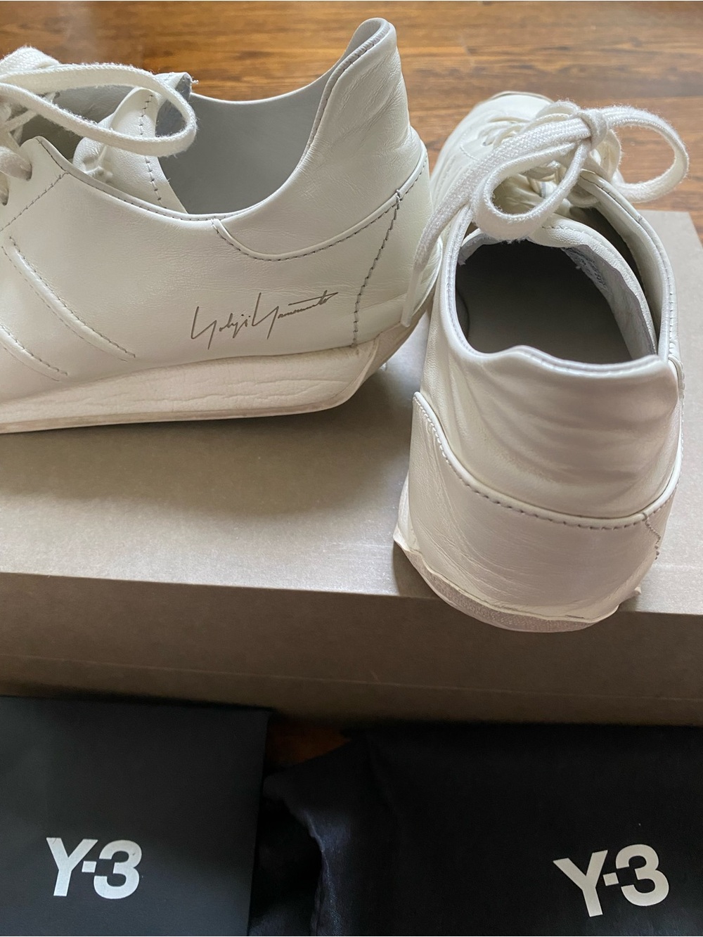 Y-3 "Country" Off-White Leather Low-Top Sneakers - Picture 5 of 11